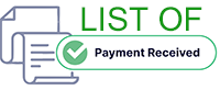 List of Payments Received.